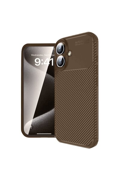 Rivor Apple iPhone 16 İçin Uyumlu Kılıf Kamera Korumalı Darbe Emici Karbon De...