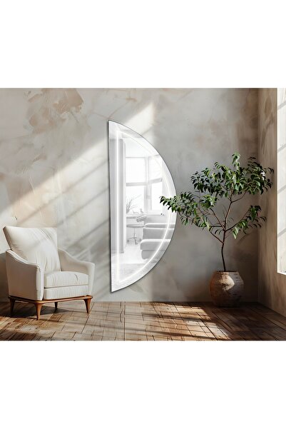 ERGLASS CAM BOY AYNASI 150x60 CM YARIM DAİRE LED IŞIKLI DOKUNMATİK DEKORATİF ...