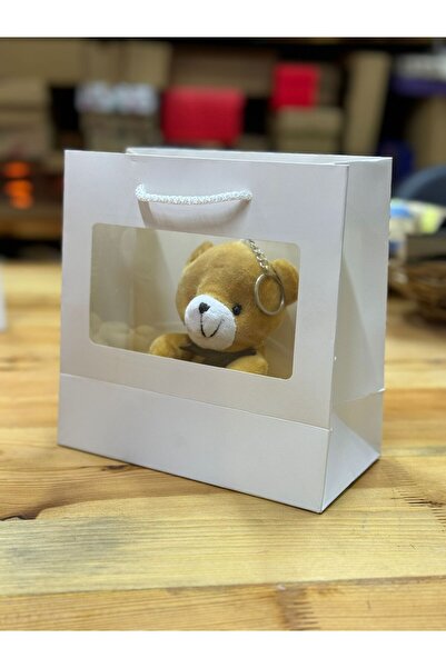 demontecraft حقيبة من الورق المقوى مع نافذة، 2 كيس هدايا مقاس 20 × 20 × 10