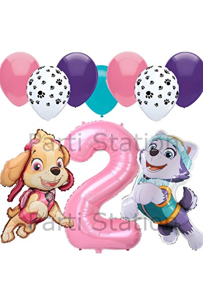 Parti Station مجموعة بالونات عيد ميلاد Paw Patrol Skye and Everst بعمر عامين ...