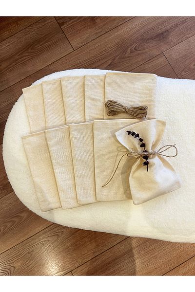 MEKİK BUTİK 10 Pieces Natural Linen Multi-Purpose Cloth Pouch 9X12 - Lavender Pouch - Gift Pouch - Jewelry Pouch