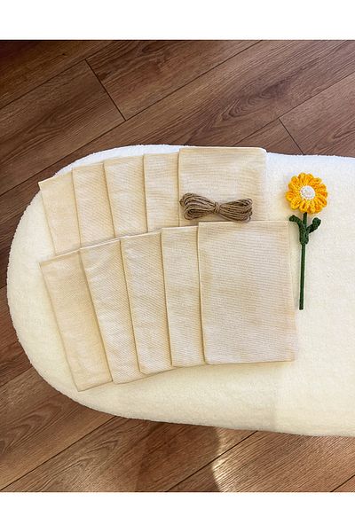 MEKİK BUTİK 10 Pieces Natural Linen Multi-Purpose Cloth Pouch 9X12 - Lavender Pouch - Gift Pouch - Jewelry Pouch