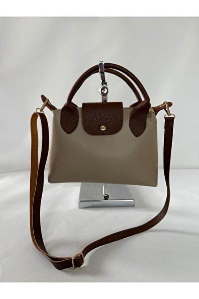 melecco Γυναικεία τσάντα χεριών και ώμου Mini Mink με φερμουάρ και κούμπωμα