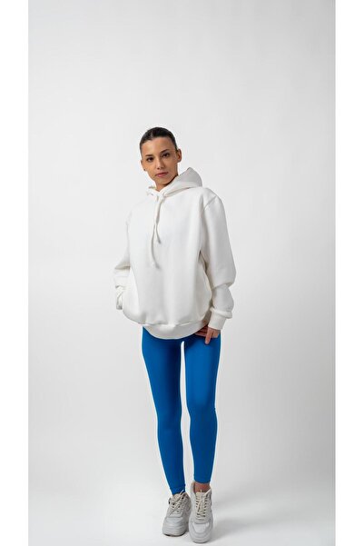 Keep Risen سويت شيرت نسائي أبيض بغطاء للرأس مع 3 خيوط من الصوف وجيب الكنغر نا...