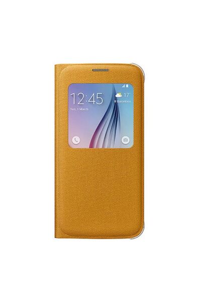 Samsung Galaxy S6 Ile Uyumlu S View Cover (TEKSTİL) Sarı Ef-cg920byegww
