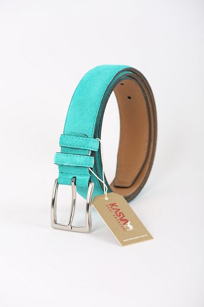 KASVA DERİ 3.5 cm Turquoise Suede Original Leather Belt