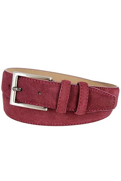 KASVA DERİ 3.5 Cm Burgundy Suede Original Leather Belt