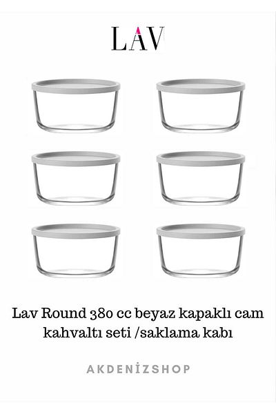 LAV Round Storage Container (380 Cc X 6 Pcs) with White Lid (Lv-Rnd-211)