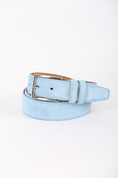 KASVA DERİ 3.5 cm Ice Blue Suede Original Leather Belt