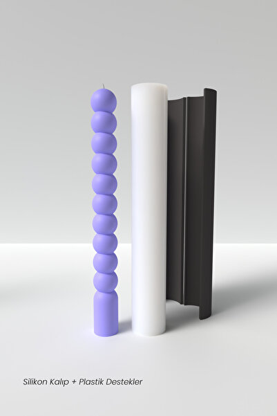 Cageartstudio Şamdan Mum Silikon Kalıp M2 - Uzun Bubble Mum Silikon Kalıp, Mum Yapım Malzemeleri  21.2 x 2.2 cm