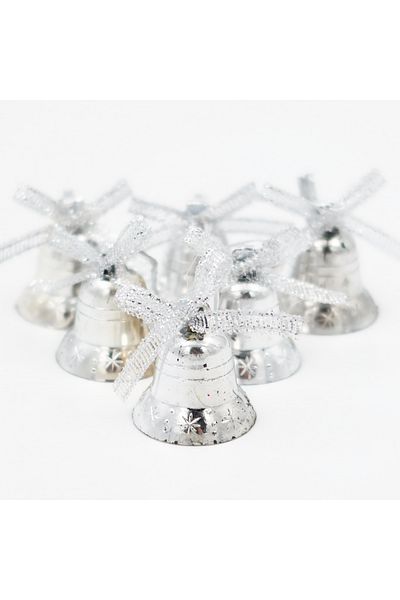 enyareshome Silver Colored 6 Christmas Tree Bells 2cm