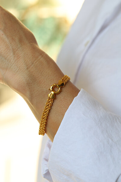 Yenigün Kuyumculuk 14 Ayar Altın Gemici Kilitli Burgu Örme Hasır Bileklik