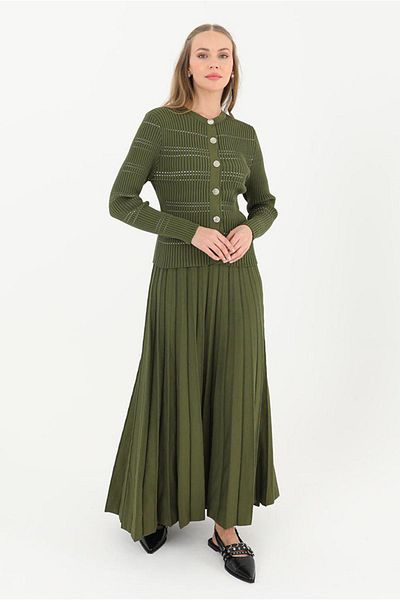 Moda Rosa 25K2227 - Khaki - Jacket-Skirt Kit Suit