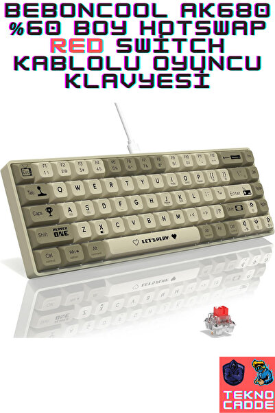 beboncool AK680 Krem Renk Kırmızı Switch HotSwap AntiGhost Programlanabilir M...
