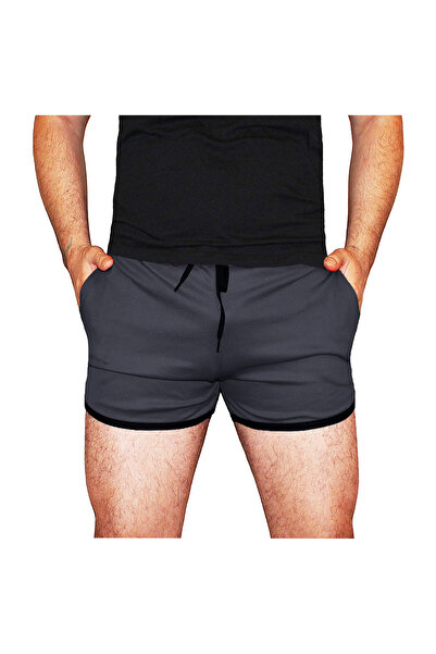 Boomenbex Antrasit Crossfit Şort Külotlu Kısa Siyah Biyeli Cepli Esnek