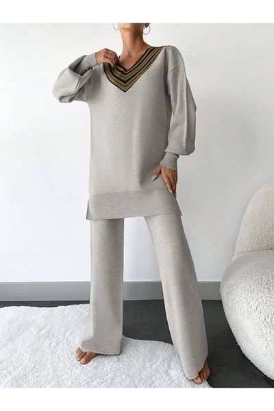 miratriko V-Neck Knitwear Women's Double Set