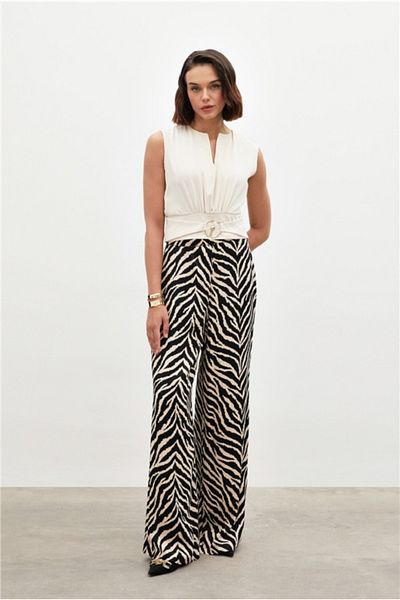 Sateen Buckle Detailed Tank Top - Ecru