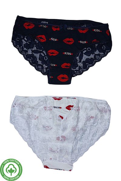 PJ & Me Kiss and Lace Detailed 100% Cotton 2-Piece Women's Slip Set