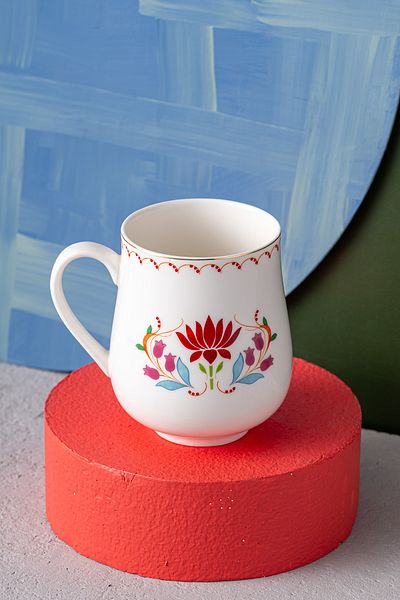 İSTANBUL PORSELEN Pomegranate New Bone Mug - Istanbul Porcelain Blue 250 ml