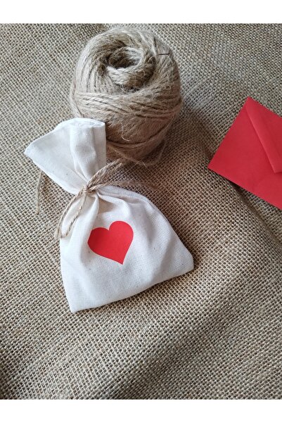 Bezza حقيبة قلب برباط من الجوت - حقيبة هدايا عيد الميلاد مصنوعة من قماش هامبي...
