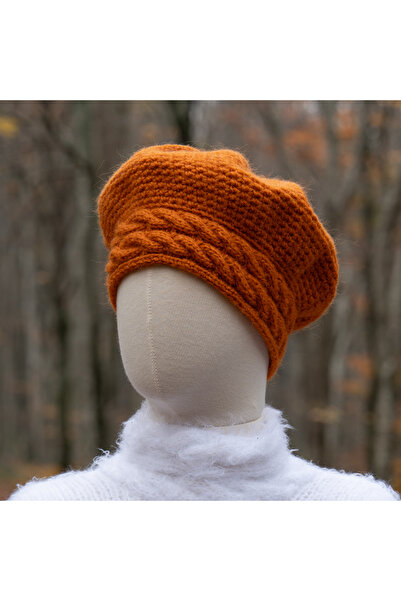 pinknite Kiremit Yünlü  Ressam Bere/ Kışlık Örgü Ressam Şapka /Fransız Beret/...