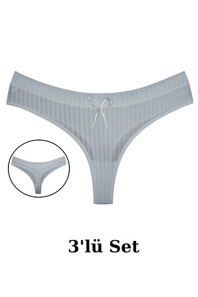 PJ & Me Thin Corded White Color 100% Cotton 3-Piece Women's String Set