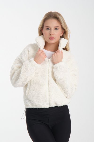 Store Women's Stand Collar Plush Elastic Double Pocket Personality Jacket - Fleece Cardigan Sweatshirt