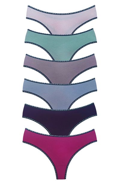 PJ & Me Minik Love Written Multicolor 100% Cotton 6-Piece Women's String Set