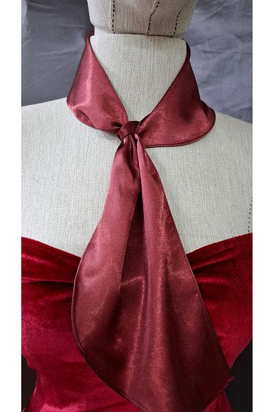 Qrsln Claret Red Ronja Satin Tie - Scarf Neck Collar