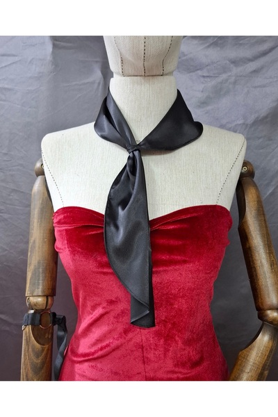 Qrsln Ronja Satin Tie Scarf Neck Warmer Black