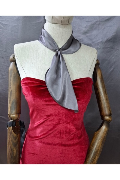 Qrsln Γκρι Ronja Satin Tie - Κασκόλ γιακάς λαιμού Anthracite