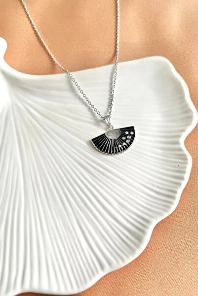 Alexis Carrel قلادة مروحة المينا فضية اللون عتيقة