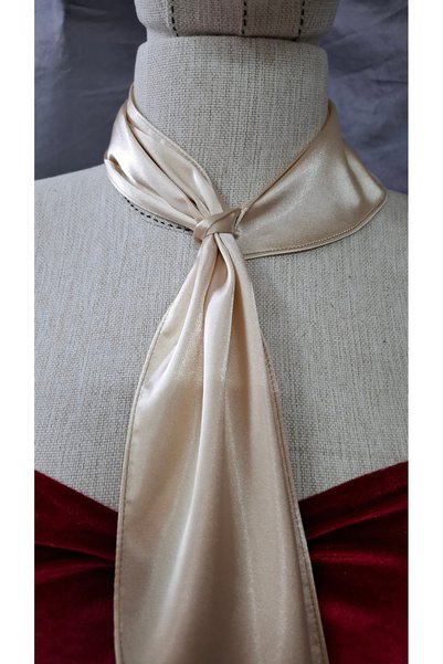 Qrsln Ronja Satin Tie Scarf Neck Warmer in Nude Color