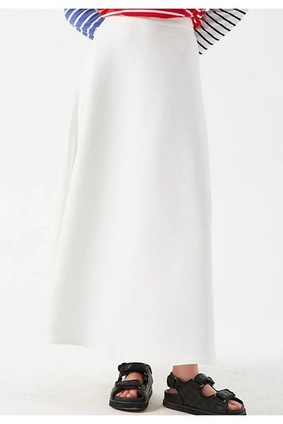 Mey Collection Γυναικείο υπόλευκο ύφασμα κατάδυσης Puff Flared Hijab και καθημερινή φούστα Μήκος:92-93cm