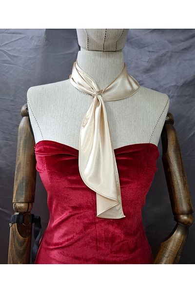 Qrsln Skin Colored Ronja Satin Tie - Scarf Neck Collar