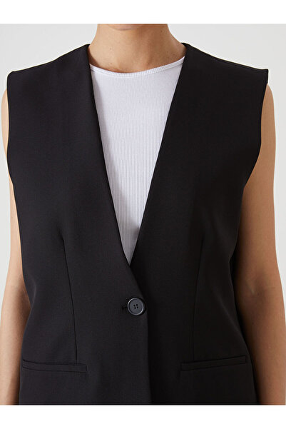 LC Waikiki Black V-Neck Women's Classic Vest