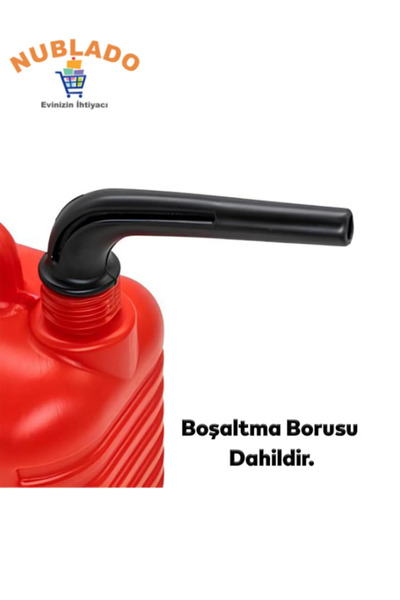 NUBLADO Boşaltma Borulu Plastik Antistatik Benzin Bidonu 5Litre Akaryakıt Mazot Taşıma Doldurma Depolama.