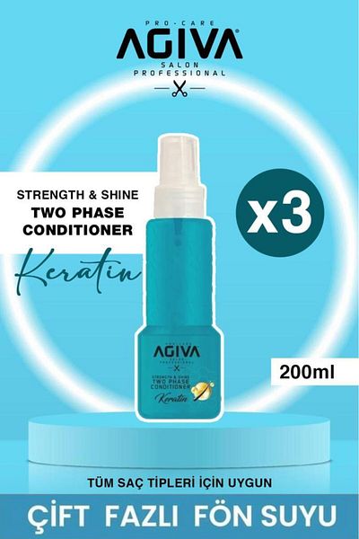Agiva Dual Phase Blow-Dry Comb Water for Very Damaged, Weak and Dull Hair 200ml X3