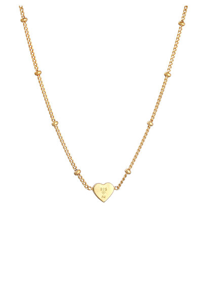 ELLI Detský náhrdelník s príveskom v tvare srdca a guľôčok s emailom zo striebra 925 pozláteného