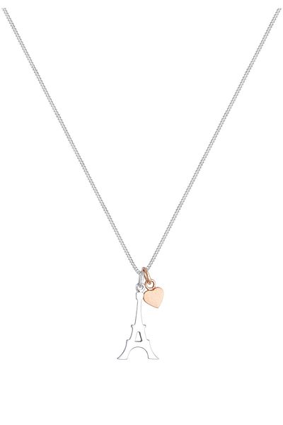 ELLI Colier Paris Turnul Eiffel Inimă Bicolor Argint 925