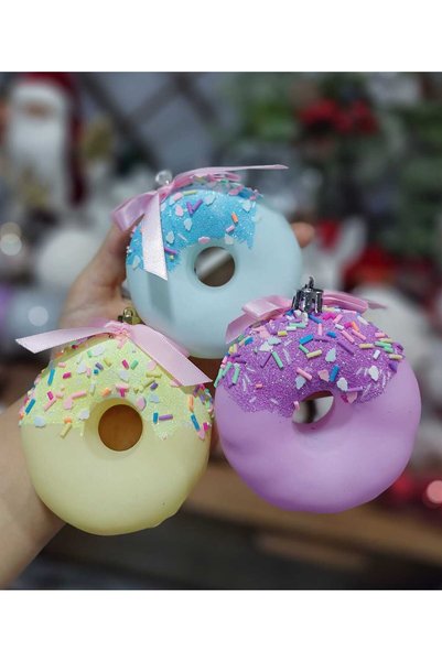 lolipophobi Christmas Tree Ornament 3-Piece Donut 9 Cm, Christmas Ornament, Christmas, Decor