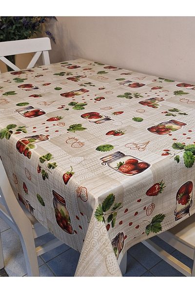 Başak Ev Tekstili Pânză uleioasă din PVC din fibră - Față de masă ștergabilă cu model (GRI)