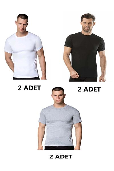 SİERNA 6-Piece Men's Combed Cotton Crew Neck Undershirt Undershirt Srn-002997
