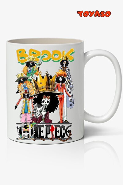 Toyaso كوب أبيض بتصميم الرسوم المتحركة Brook One Piece، هدية لصديق الحبيب