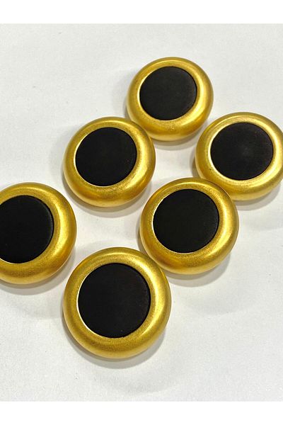 karantuhafiye 6-Piece Italian Button Set - Coat Fur Coat, Matte Gold Black 3 cm /M010
