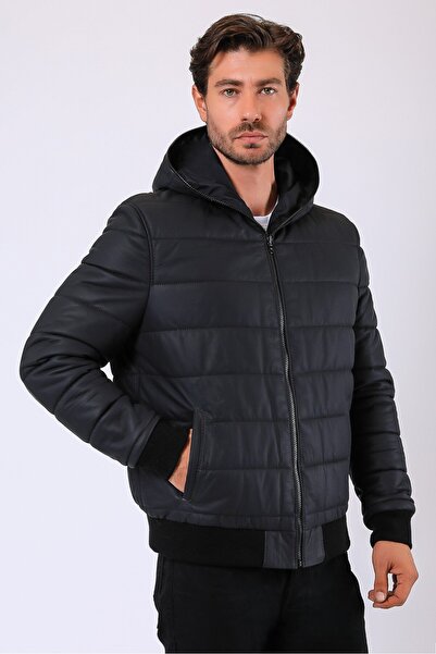 Leather Club Siyah Lucas Çift Taraflı Hakiki Deri Mont