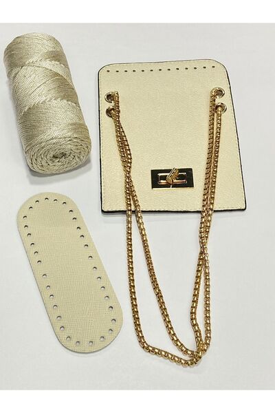 karantuhafiye Σετ τσάντας και πλεξούδας σε κρεμ χρώμα