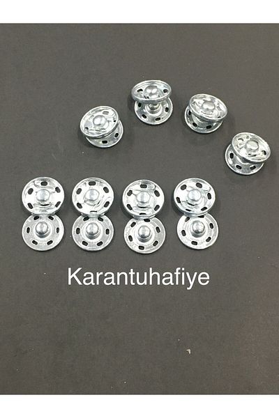 karantuhafiye Snap Fastener Metal Silver 1.3 Cm Set of 8