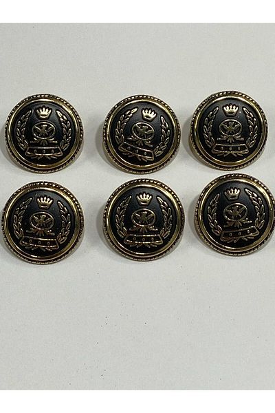 karantuhafiye Trench Coat Button Wreath Arma Model/Gold Inside Matte Black / Set of 6 / 2.3 cm