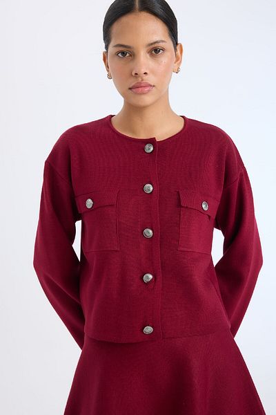 DeFacto Regular Fit Crew Neck Buttoned Knitwear Cardigan E5562Ax24Cw